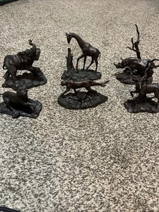 Franklin Mint Bronze Afrikanische Safari Tiere 6er Set Bronze Figuren - Bild 1 von 24