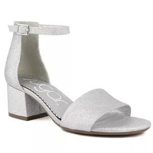 Sugar Noelle Low Dress Sandals Ankle Strap Silver Sparkle Glitter Size 7.5 M NIB - Picture 1 of 15