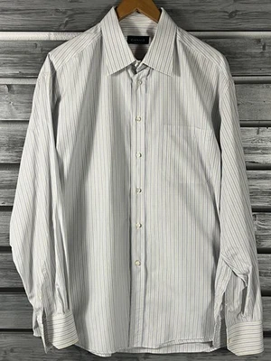Camisa Canali Hombre 44/17.5 Rayas Blancas Abotonadas Manga Larga Italia Foto 1 de 4