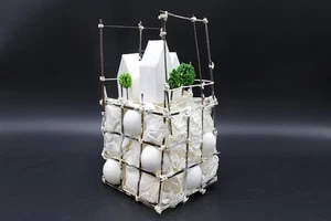 Architecture Model, Ecology Propaganda, Recycled Trash Art, Small Sculpture - Picture 1 of 9