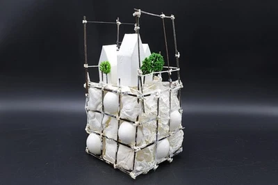 Architecture Model, Ecology Propaganda, Recycled Trash Art, Small Sculpture - Image 1 of 4