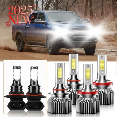 For Ram 4500 2011-2012 LED Headlight Bulbs + Fog Light Combo Kit Bright White — 第 1/4 张图片