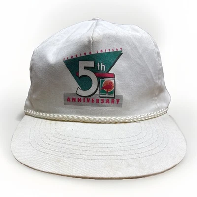 VTG Florida Lottery 90s 5th Anniversary Flamingo White Rope Snapback Hat Cap - Image 1 of 4
