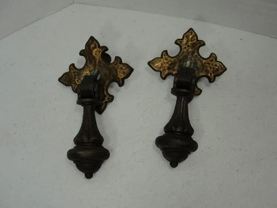 2 puxadores de gaveta antigos de bronze puxadores de lágrima botões de armário vintage - Imagem 1 de 4