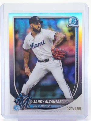 SANDY ALCANTARA 2025 BOWMAN CHROME BASEBALL REFRACTOR MARLINS /499 Q4854 - Image 1 of 2