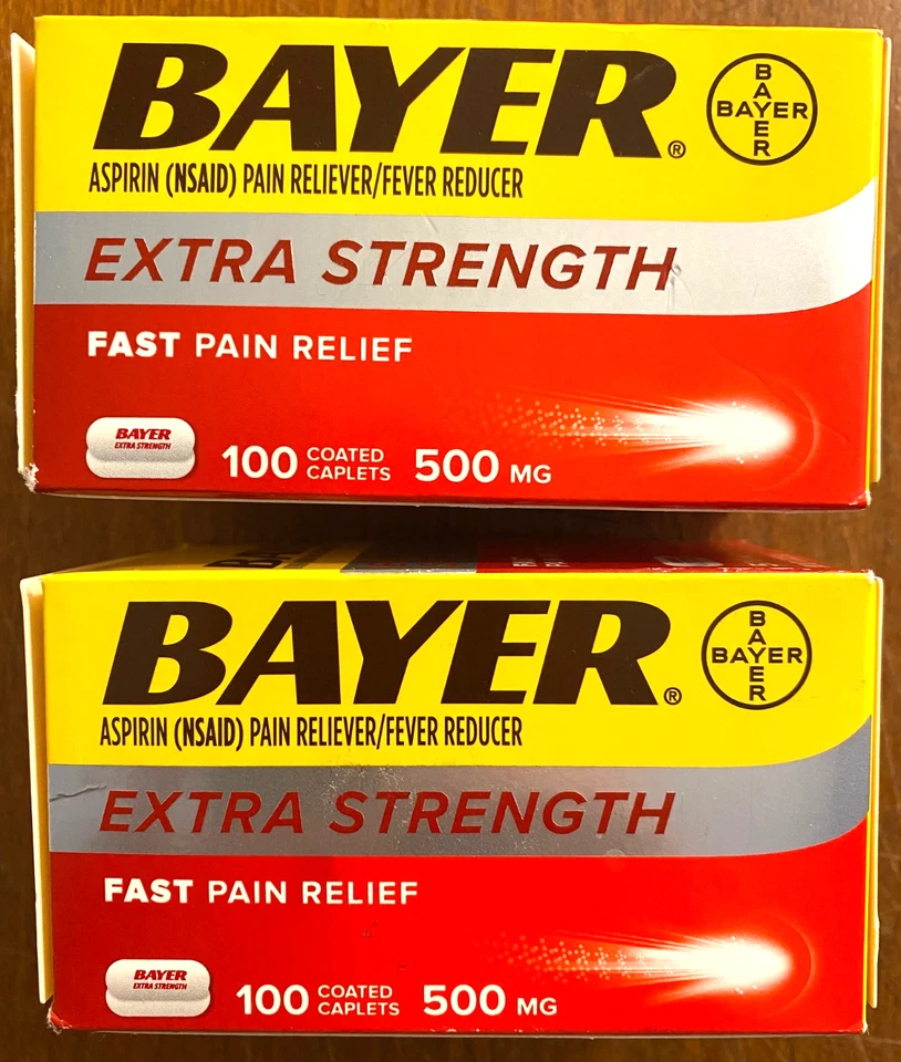 Bayer Aspirin Extra Strength 500mg, 100/ct *LOT OF 2*  EXP: 03/2026 + 05/2026 - Image 1 of 1