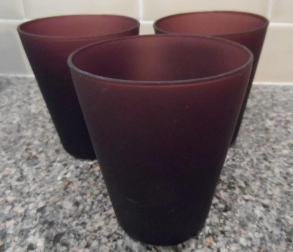 Conjunto de (3) copos de ametista fosco da moda antiga - Imagem 1 de 1