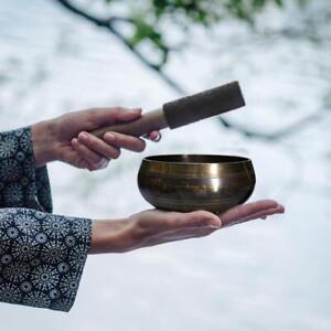 Yoga Meditation Bowl Handmade Bronze Chime Buddha Sound Bowl Striker (8cm)