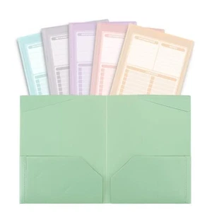 Plastic Folders 2-Pocket Pastel Colors Letter Size for School Supplies 6-Pack - Picture 1 of 7