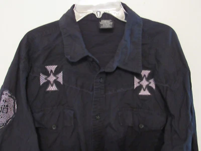 Camisa con botones MMA Elite para hombre 2XL negra bordada lengüeta enrollable manga larga Foto 1 de 4