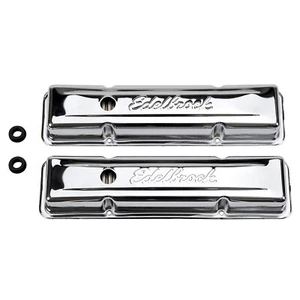 4449 Edelbrock Valve Covers SBC 262-400 Signature Series Steel Chrome - Picture 1 of 4