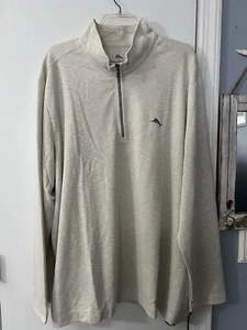 NEW! Men's Tommy Bahama Via Del Mar Half Zip Shirt - Coconut Cream Size XXXL 3X - Picture 1 of 8