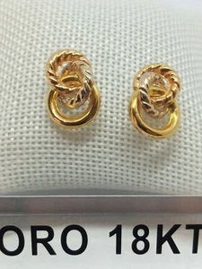 Orecchini in oro giallo750 18 carati oro bianco e rosa grammi 3,1 monachella+225 - Foto 1 di 6