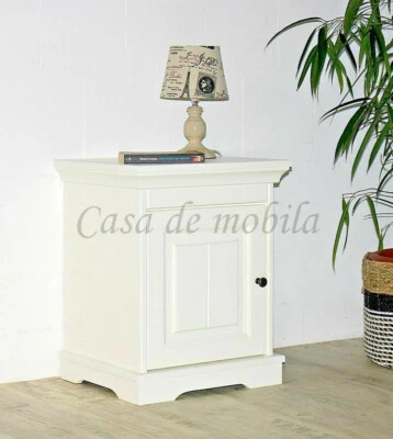 Comodino in legno massello bianco antico comodino comodino consolle notte comò - Immagine 1 di 4