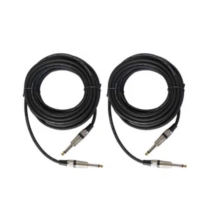 Pair 15ft  1/4" 6.35mm Male Cable to 1/4" 6.35mm Male Jack Mono Audio DJs Cables - Picture 1 of 14