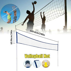 Portable Volleyball Badminton Net Set Storage Bag Blue Backyards Grassland 6M