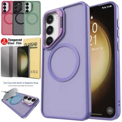 For Samsung S23/Plus/S23 Ultra Case Magnetic Ring Cover Privacy Screen Protector - Image 1 of 4