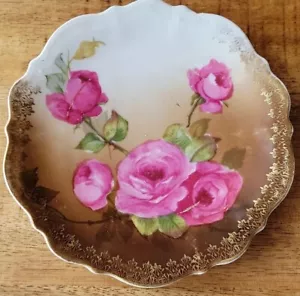 C T Altwasser Carl Tielsch C.T. Piatto piatto smerlato Germania 5 3/4" fiori di rosa - Foto 1 di 12