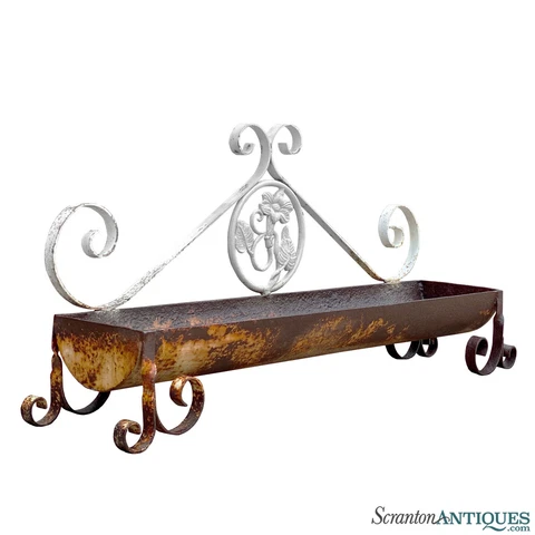 Antique Large Victorian Wrought Iron Floral Motif Garden Planter Cover