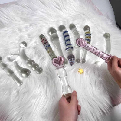 Consolador de cristal de vidrio punto G masajeador de clítoris anal plug juguetes sexuales para mujeres Foto 1 de 4
