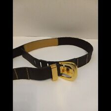 Michael Kors Brown Patent Leather Gold Tone Logo Buckle Women's Belt M