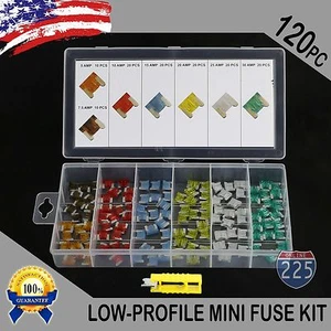 New 120pc Low Profile Mini Fuse Assortment Auto Car Motorcycle SUV fuses Kit US - Picture 1 of 1