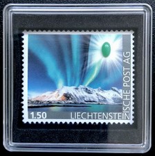 Liechtenstein 2019 Northern Lights stamp with real Chrysoprase Edelstein MNH Rar