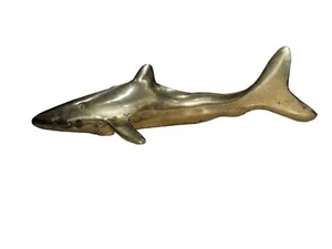Vintage Mid Century Brass Shark / Fish Figural Nautical Paperweight - Picture 1 of 11
