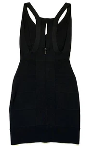 Abito HERVE LEGER XS Extra Small 0 2 Fascia Nero Halter Scollo a V Elasticizzato - Foto 1 di 9