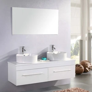 White Cardellino – Bathroom Cabinet Vanity 150 cm with Double Sink - Picture 1 of 5