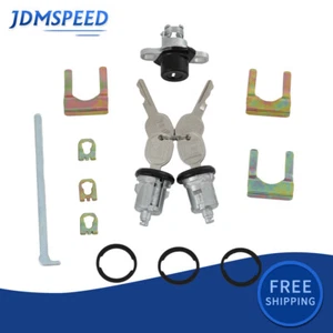 Doors & Hatch Lock Cylinder Set For 1993-2002 Camaro Firebird Black Face Caps  - Foto 1 di 12