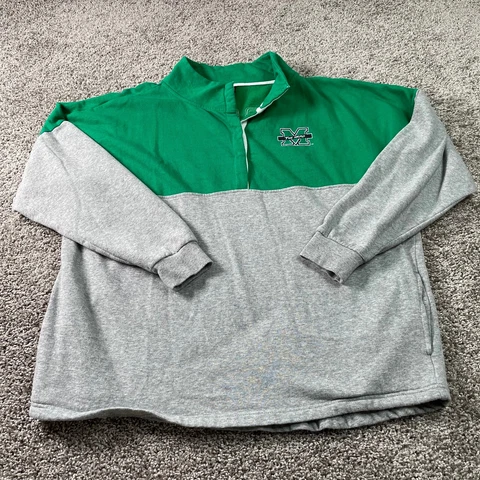 Marshall Thundering Herd Sweater Women XL Pull Over Fleece Quarter Zip Ladies Cover