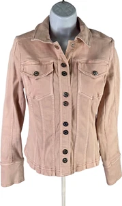 Giacca jeans denim donna White House Black Market rosa con bottoni a pressione - XS - Foto 1 di 4