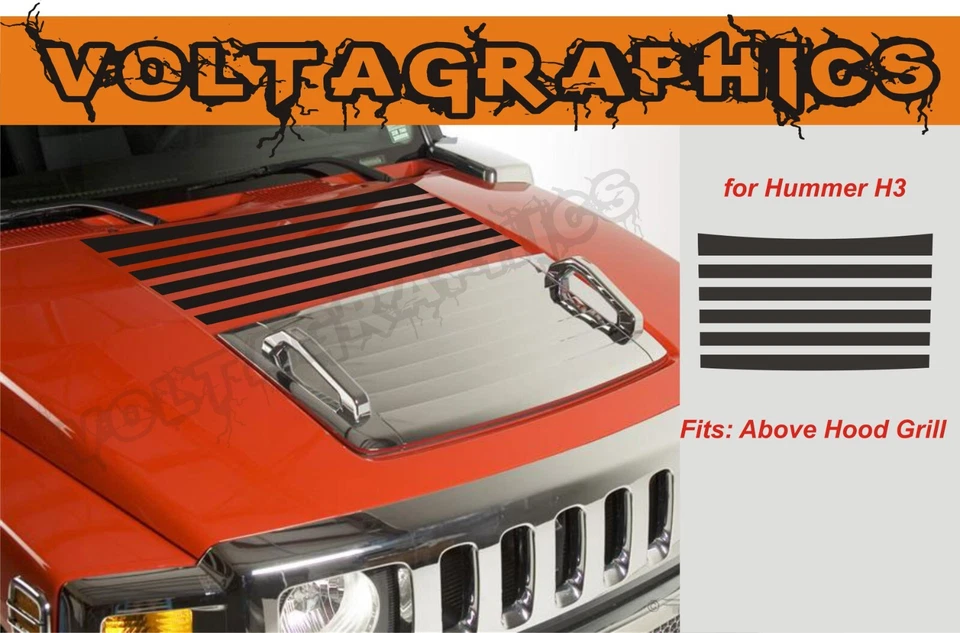 Полоски виниловая наклейка на капот вставка совместима с Hummer H3 подходит над капотом гриль - Изображение 1 из 1
