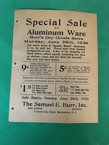 1926 Dry Goods Ad Bordentown NJ Samuel Burr Ex++ - Picture 1 of 1