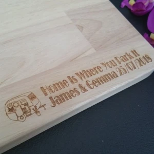 Caravan Personalised Chopping Board Kitchen Gift Merchandise Camping Fathers - Picture 1 of 4