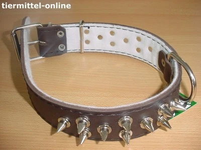 MILAN Hundehalsband mit Stachel-Nieten, Leder, 550/40mm braun