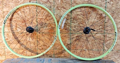 Single Speed 700c Road Bike Wheel Set Weinmann XM280 Yellow QR Disc USA Shipping - Image 1 of 4