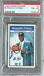 1992 Panini Sticker #1 Shaquille O'Neal Magic RC Rookie HOF PSA 8 NM-MT Rare!  - Bild 1 von 2