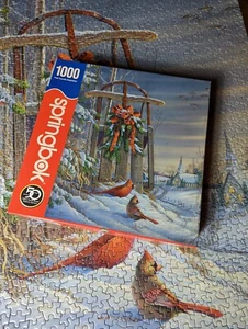2014 Springbok Winter Red Birds 1000 Piece Jigsaw Puzzle #34-10724 EUC - Picture 1 of 5