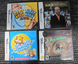 Nintendo DS Lot Left Brain Right Brain, Zhu Zhu Pets, Millionheir, Deal No Deal - Picture 1 of 6