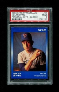 1990 NOLAN RYAN STAR (TEAMS) #11 PERSONAL DATA GLOSSY PSA 9