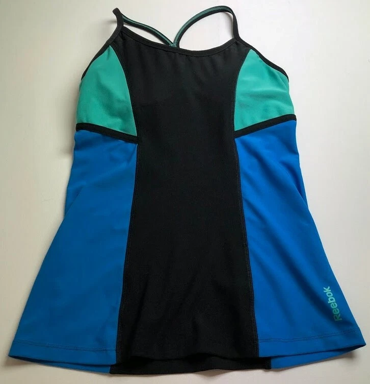 Camiseta sin mangas Reebok Activewear para mujer pequeña S azul verde ajustada gimnasio entrenamiento elástica Foto 1 de 4