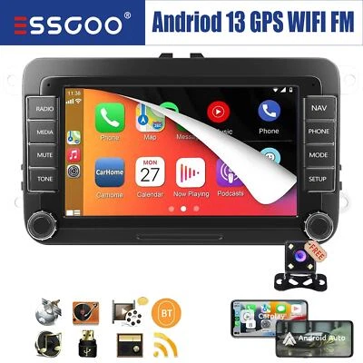 Autoradio 2DIN Android 13 Carplay GPS RDS WiFi CAM Per VW GOLF 5 6 Polo 6R Caddy - Immagine 1 di 4