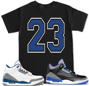 23 Camiseta Azul a Juego con Air Js Retro 3 True Blue Cement OG Zapatos - Imagen 1 de 17