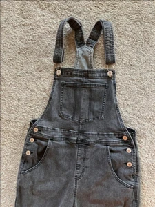 Women's Denim Bib Overalls Size Small, Faded Black Jumpsuit - Picture 1 of 7