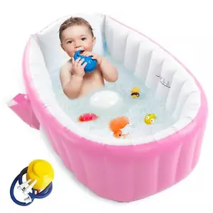 Inflatable Baby Bathtub, Portable Infant Toddler Bathing Tub Non Slip Travel - Picture 1 of 7