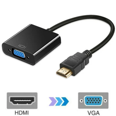 HDMI Auf zu VGA Stecker HD 1080p Adapter Konverter Audio Video Kabel Laptop PC - Bild 1 von 4