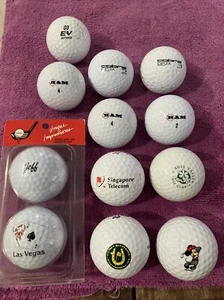 12 New/Used Golf Balls Ram Cobra Mickey Mouse Disney Las Vegas Singapore Telecom - Picture 1 of 24