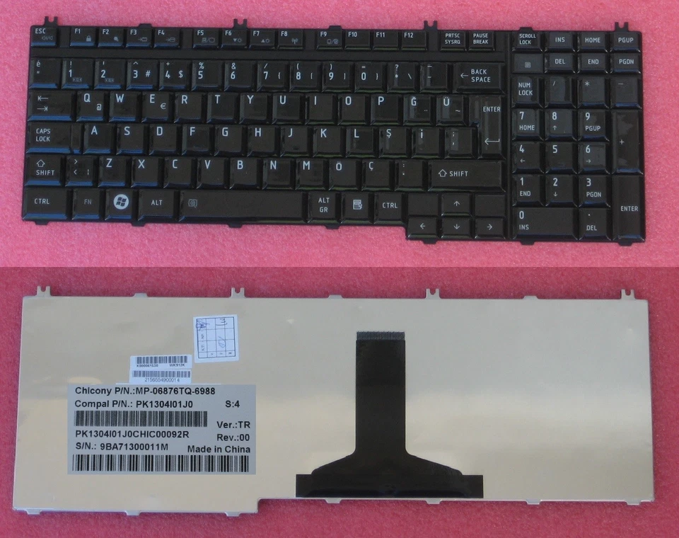Keyboard qwerty Turkish TOSHIBA Satellite P300 PK1304I01J0 MP-06876TQ-6988 Gloss - Image 1 of 1